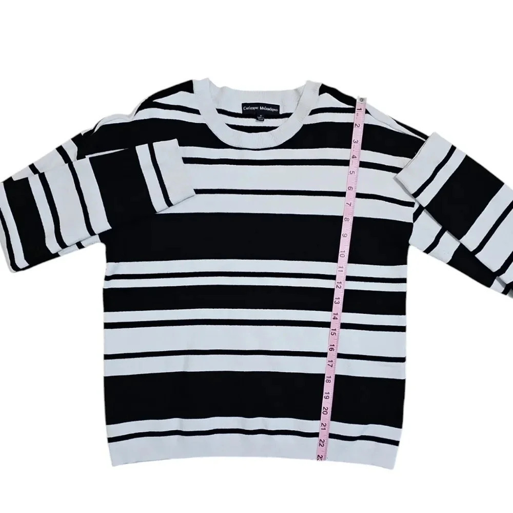Catherine Malandrino Womens M Striped Rayon Sweater Investment Quiet Luxury - Picture 7 of 7